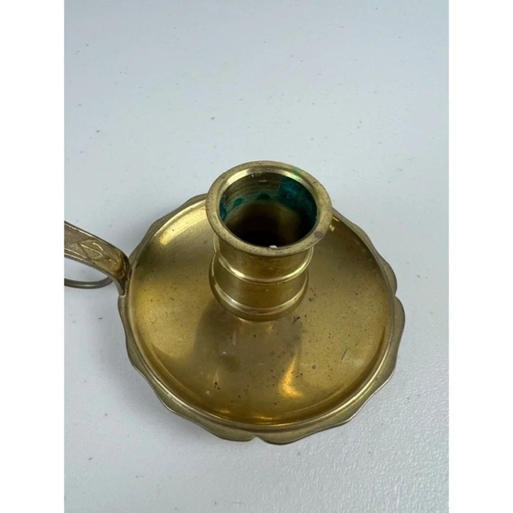 Gallery Originals Shelburne Museum Brass Chamberstick Finger Loop Candle Holder